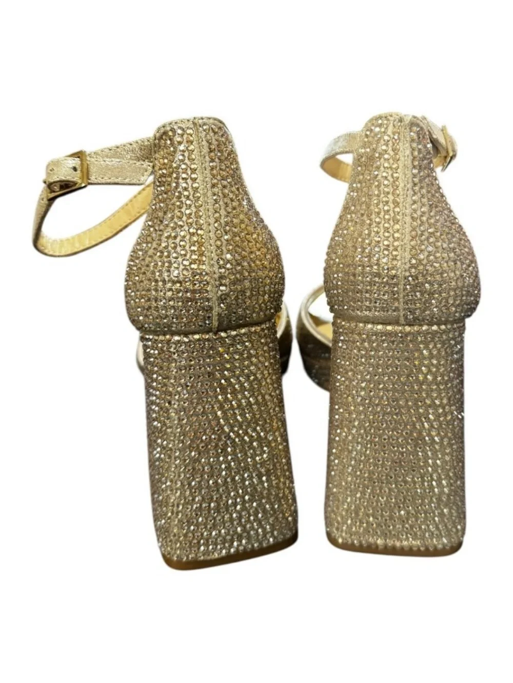 Jessica Simpson Silver Crystal Block Heel Sandals